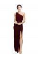 Wholesale One Shoulder Sheath Crepe Prom Dress with High Side Split UK