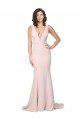 Wholesale Deep Plunging V-Neckline Full Length Crepe Prom Dress with Deep V-Backline UK