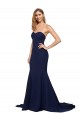 Wholesale Fit and Flare Sweetheart Long Crepe Prom Dress with Sweep Train UK