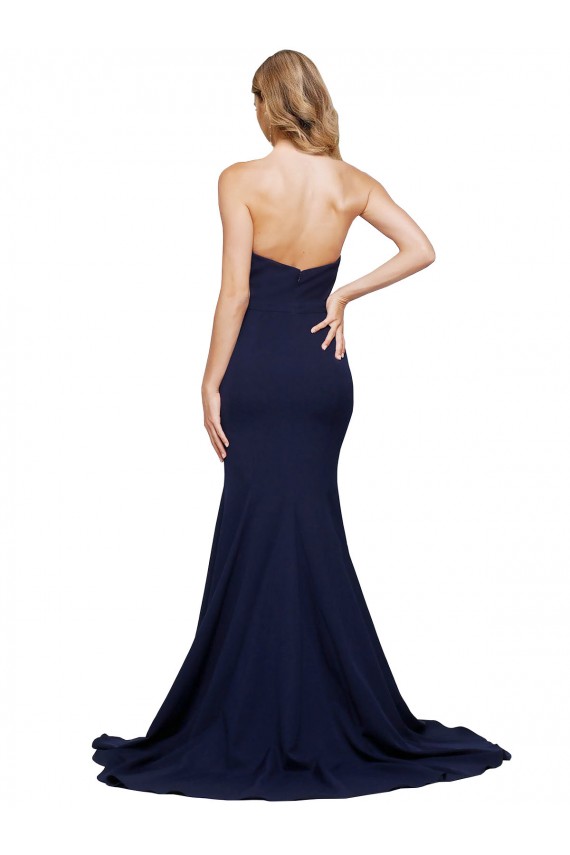 Wholesale Fit and Flare Sweetheart Long Crepe Prom Dress with Sweep Train UK