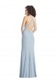 Wholesale High Neck Halter Crepe Prom Dress with Twist Criss Cross Back UK