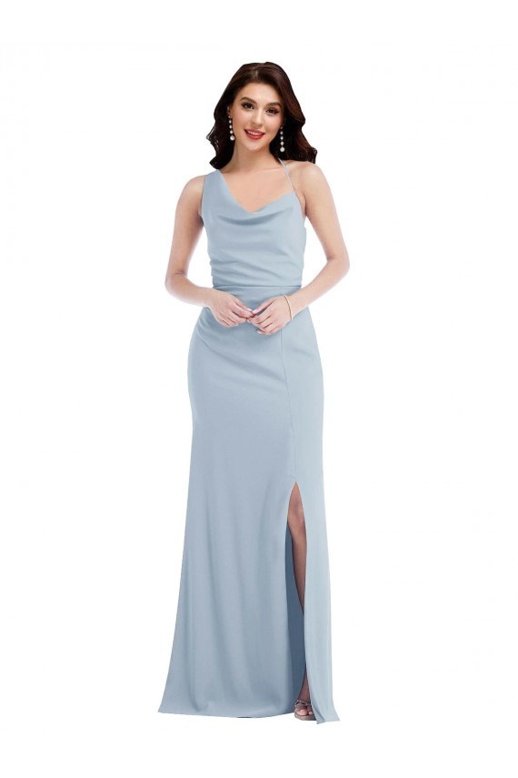 Wholesale One Shoulder Draped Cowl Neck Maxi Prom Dress UK