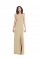 Wholesale Wide Strap Slash Cutout Empire Crepe Prom Dress with Front Slit UK