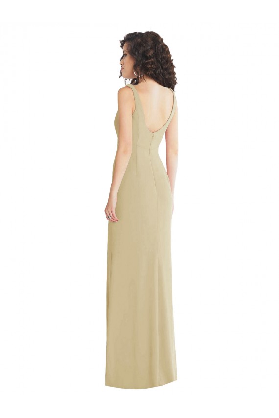 Wholesale Wide Strap Slash Cutout Empire Crepe Prom Dress with Front Slit UK