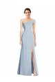 Wholesale Asymmetrical Off the Shoulder Cuff Trumpet Crepe Prom Dress With Front Slit UK