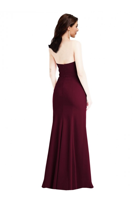 Wholesale Strapless Crepe Maxi Prom Dress with Front Slit UK