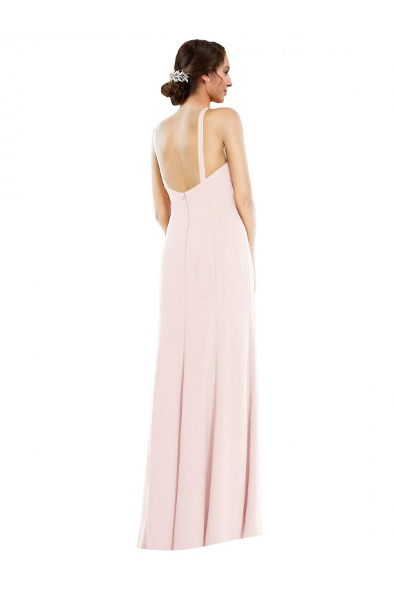 Wholesale Criss Cross Halter Princess Line Trumpet Crepe Prom Dress UK