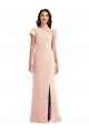 Wholesale One Shoulder Cap Sleeves Trumpet Crepe Prom Dress with Front Slit UK
