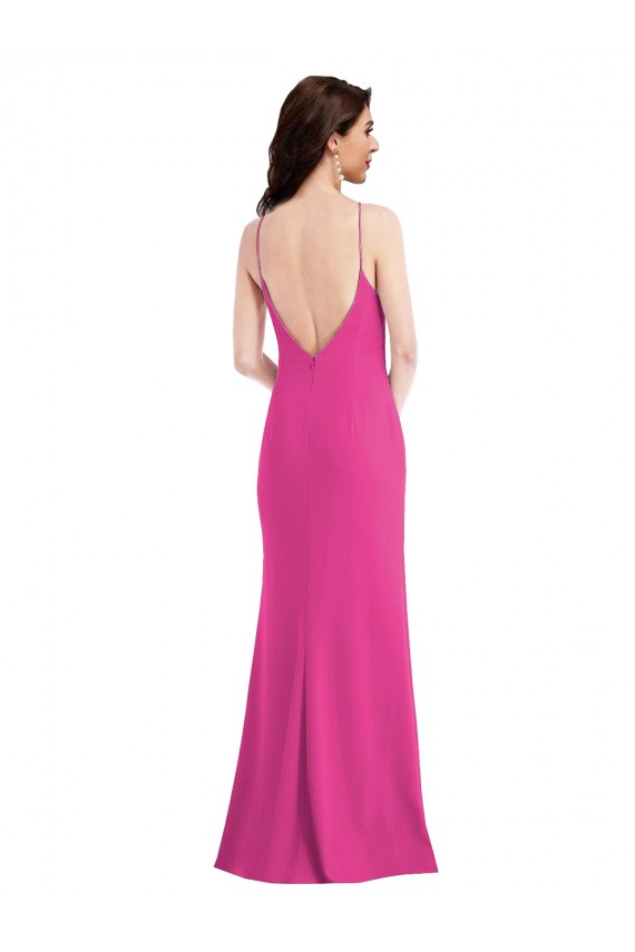 Wholesale Open Back High Neck Halter Trumpet Crepe Prom Dress UK