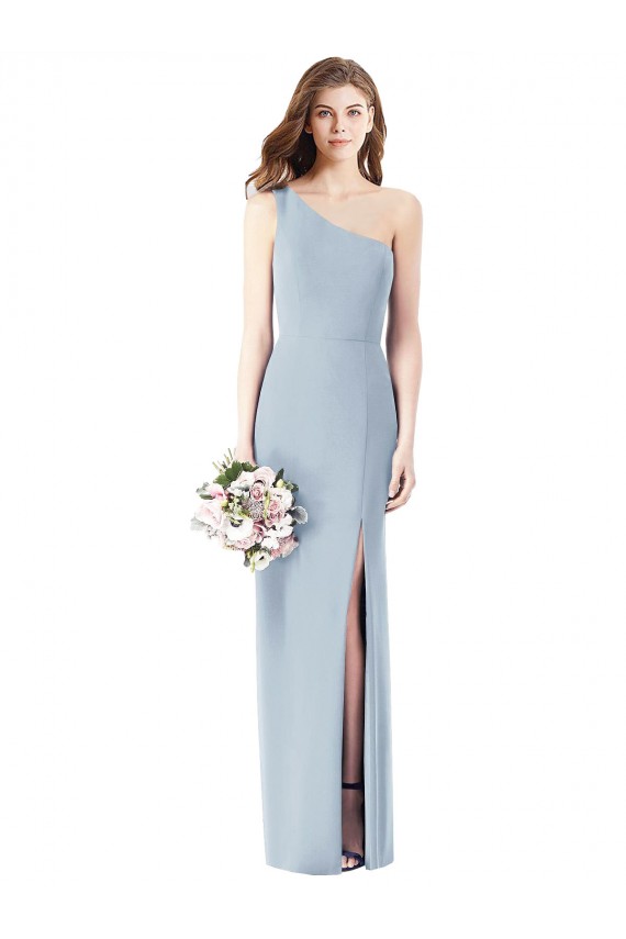 Wholesale One Shoulder Crepe Trumpet Prom Dress with Front Slit UK