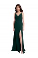 Wholesale Slim A-Line V-Neck Full Length Crepe Prom Dress with Side Slit UK