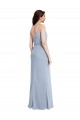 Wholesale Draped Cowl Neck Long Crepe Prom Dress with Spaghetti Straps UK