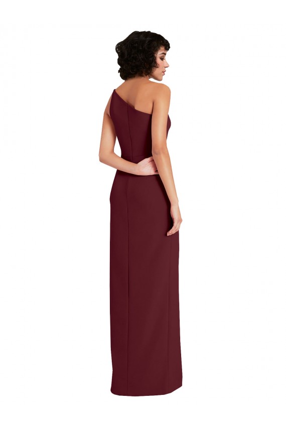 Wholesale Sleek One Shoulder Long Crepe Prom Dress with Daring Slit UK