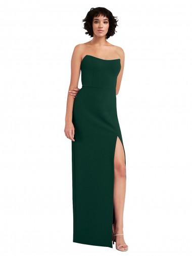 Wholesale Scooped Strapless Neckline Crepe Prom Dress with Side Slit UK