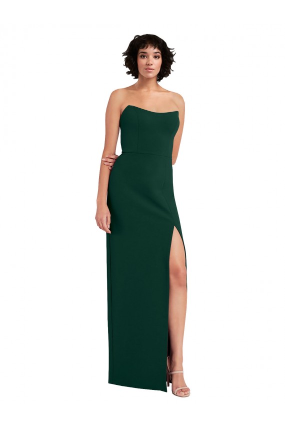Wholesale Scooped Strapless Neckline Crepe Prom Dress with Side Slit UK