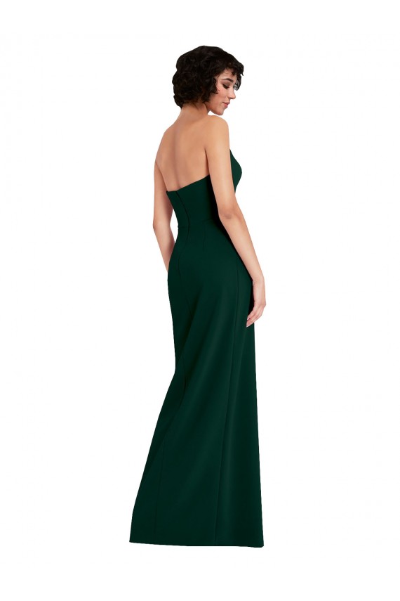 Wholesale Scooped Strapless Neckline Crepe Prom Dress with Side Slit UK