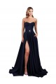 Wholesale Sweetheart Neckline Low Back Long Crepe Prom Dress with High Leg Spit & Pockets UK