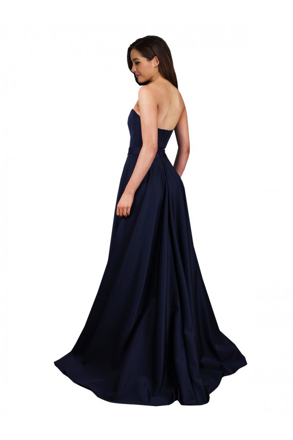 Wholesale Sweetheart Neckline Low Back Long Crepe Prom Dress with High Leg Spit & Pockets UK