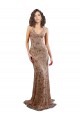 Wholesale Floral Patterned Backless V-Neckline Sequin Prom Dress UK