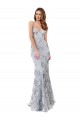 Wholesale Silver V-Neckline Backless Floral Patterned Sequin Prom Dress UK