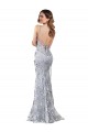Wholesale Silver V-Neckline Backless Floral Patterned Sequin Prom Dress UK