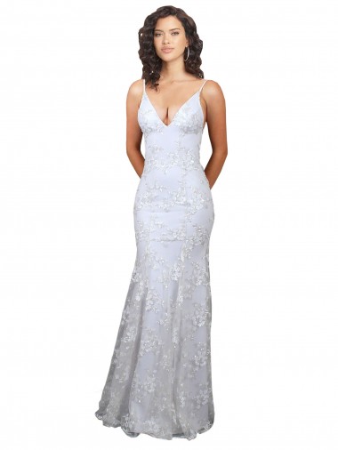 Wholesale V-Neckline Backless Floral Patterned Sequin Formal Prom Dress UK