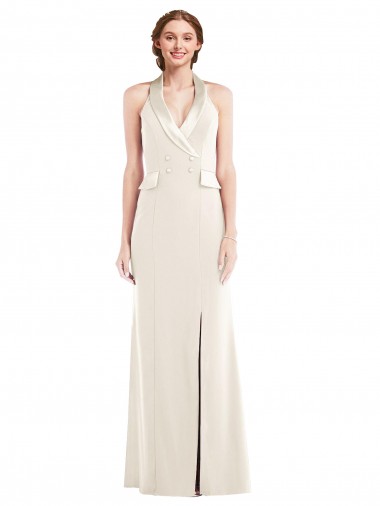 Wholesale Halter Tuxedo Maxi Prom Dress with Front Slit UK