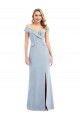 Wholesale Off the Shoulder Tuxedo Maxi Prom Dress with Front Slit UK