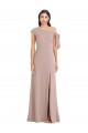 Wholesale Off the Shoulder Tie Detail Maxi Crepe Prom Dress with Front Slit UK