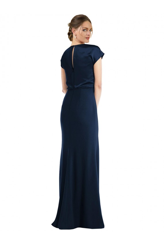Wholesale Soft Bow Blouson Bodice Trumpet Crepe Prom Dress UK