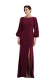 Wholesale Bishop Sleeve Open Back Trumpet Crepe Prom Dress with Scarf Tie UK