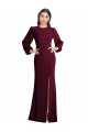 Wholesale Puff Sleeves Long Maxi Briddesmaid Dress with Cutout Tie Back UK