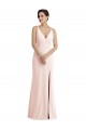 Wholesale Skinny Strap Deep V-Neck Trumpet Crepe Prom Dress with Front Slit UK
