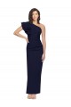 Wholesale Ruched Floor Length Long Crepe Prom Dress with Shoulder Ruffles UK