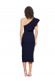Wholesale Ruched Midi Length Short Crepe Cocktail Prom Dress / Homecoming Dress with Shoulder Ruffles UK