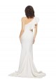 Wholesale Ruched Long Sweep Train Crepe Prom Dress with Shoulder Ruffles UK