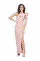 Wholesale Full Length One Shoulder Crepe Prom Dress with Side Leg Split UK