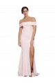 Wholesale Off Shoulder Long Crepe Prom Dress with Straight Neckline and Side Split UK