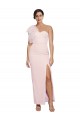 Wholesale One Shoulder Tulle Overlay Sweetheart Neckline Long Crepe Prom Dress with Thigh Split UK
