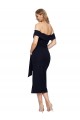 Wholesale Fitted Short Midi Length Off the Shoulder Crepe Cocktail Prom Dress / Homecoming Dress with Side Split and Waist Tie UK