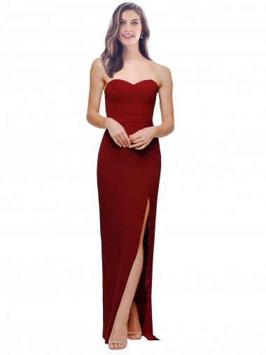 Wholesale Straight Pencil Skirt Long Sweetheart Crepe Prom Dress with High Side Split UK