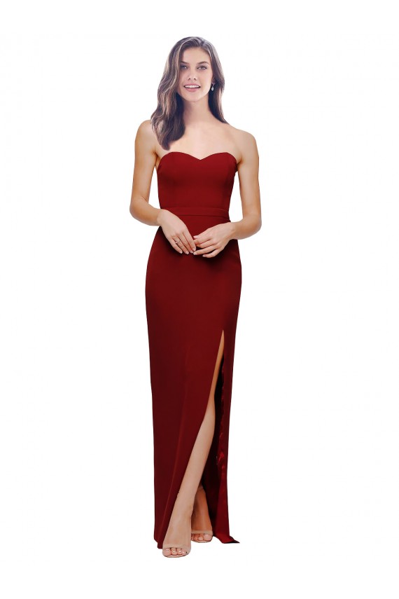 Wholesale Straight Pencil Skirt Long Sweetheart Crepe Prom Dress with High Side Split UK