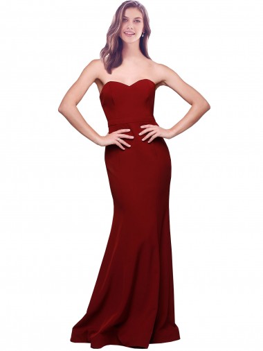 Wholesale Long Full Length Sweetheart Slim Crepe Prom Dress with Strapless Bodice UK