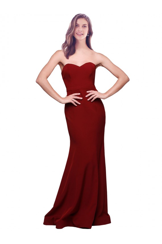 Wholesale Long Full Length Sweetheart Slim Crepe Prom Dress with Strapless Bodice UK