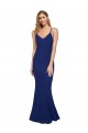 Wholesale Full Length V-Neckline Crepe Prom Dress with Thin Straps and Fulted Skirt UK