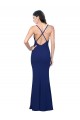 Wholesale Full Length V-Neckline Crepe Prom Dress with Thin Straps and Fulted Skirt UK