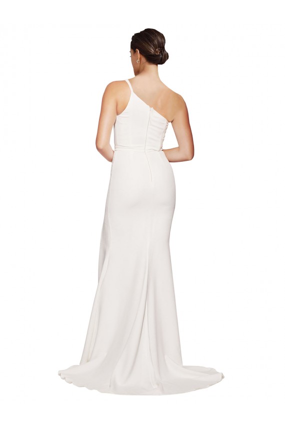 Wholesale Long Sweep Train Crepe Prom Dress with Side Split and One Strap UK