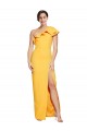 Wholesale One Shoulder Floor Length Crepe Prom Dress with Thigh High Split UK