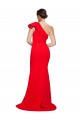 Wholesale One Shoulder Long Sweep Train Crepe Prom Dress with Thigh High Split UK