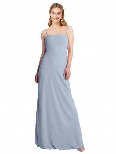 Wholesale Straight Neckline Crepe Slip Prom Dress with Strappy Back UK